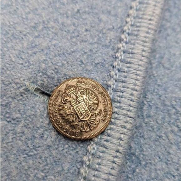 Smoking Jacket by Eisbar Sky Blue Wool Vintage 70s Size 36 Made In Austria - Picture 3 of 9